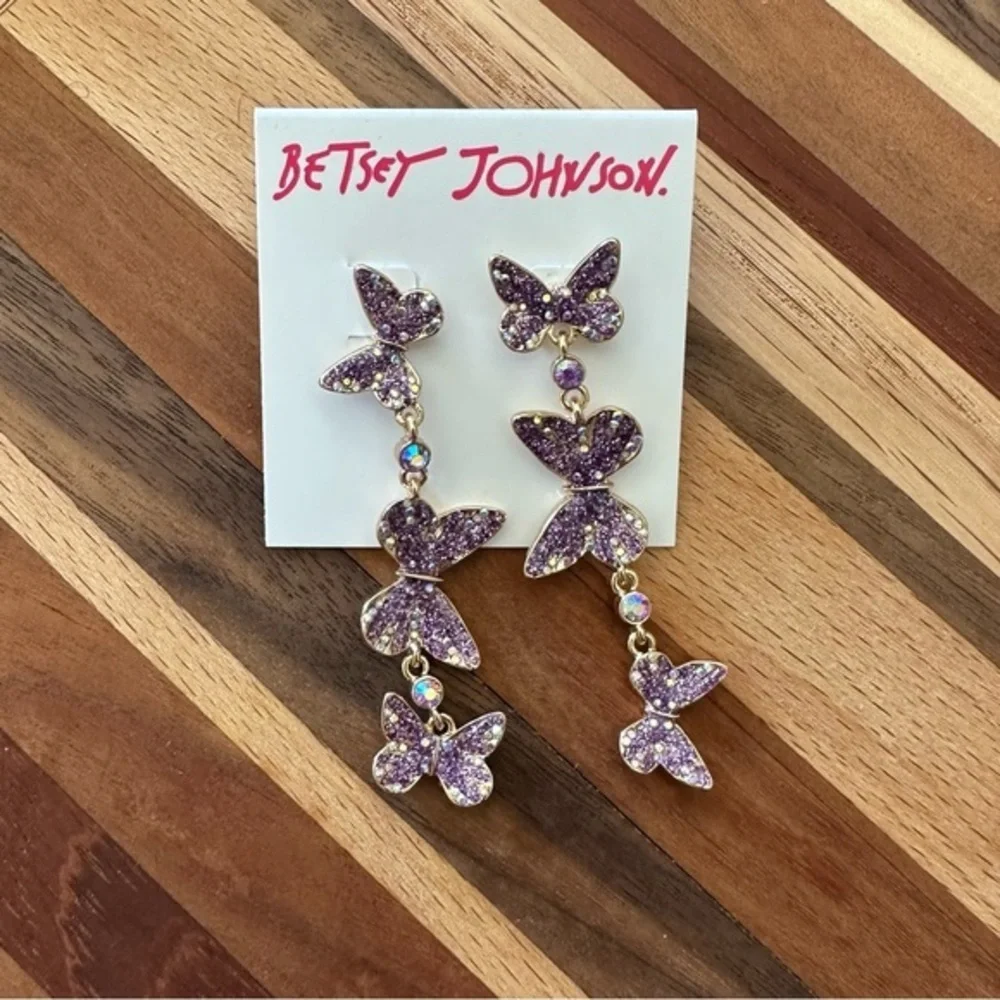 Betsey Johnson Butterfly Drop and Dangle Earrings